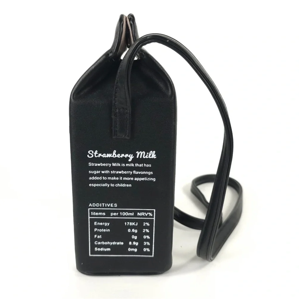 NEW CHOCOLATE MILK Carton Adjustable Strap FAUX LEATHER‎ CROSSBODY PURSE